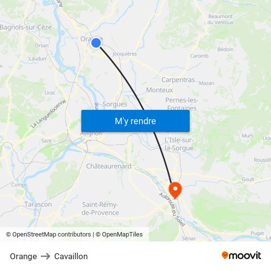 Orange to Cavaillon map