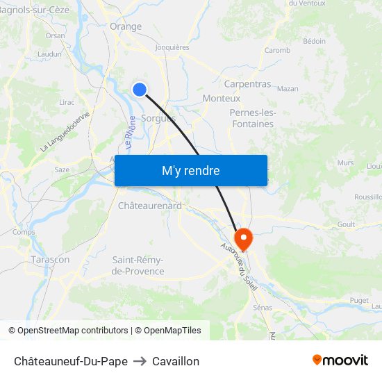 Châteauneuf-Du-Pape to Cavaillon map