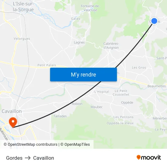 Gordes to Cavaillon map
