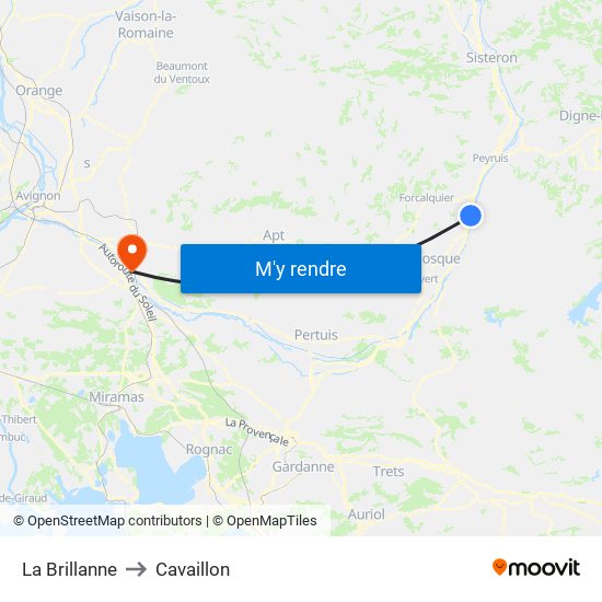 La Brillanne to Cavaillon map