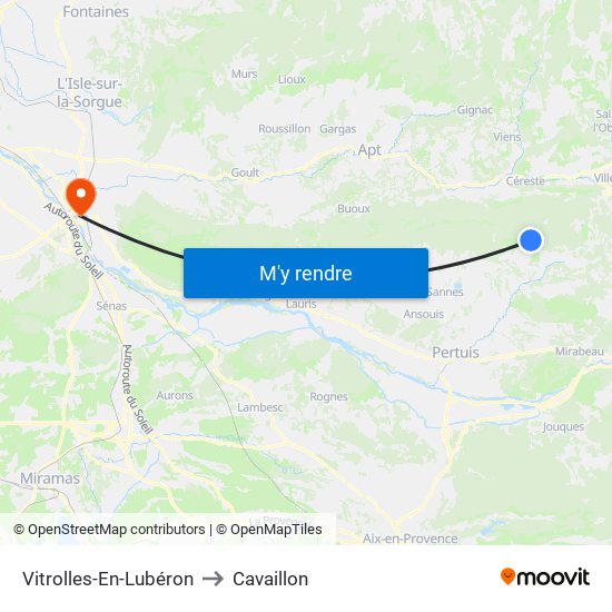 Vitrolles-En-Lubéron to Cavaillon map