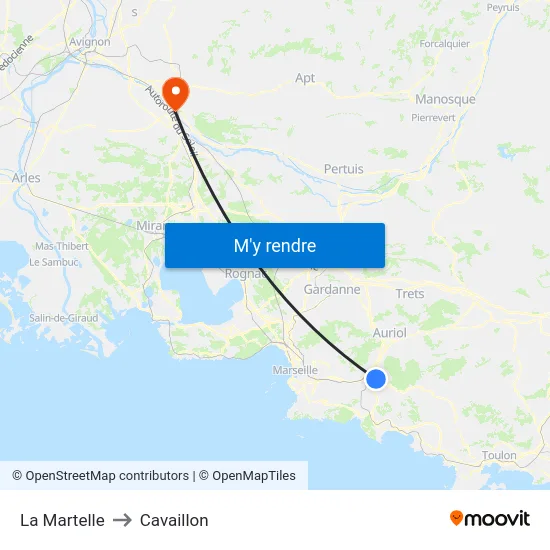 La Martelle to Cavaillon map