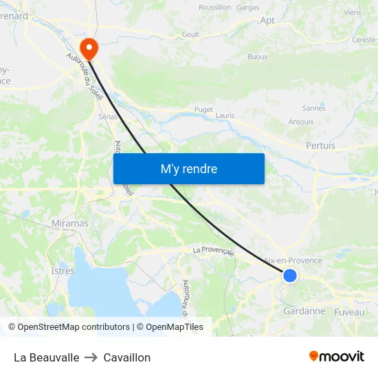 La Beauvalle to Cavaillon map