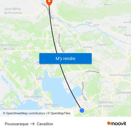 Poussaraque to Cavaillon map
