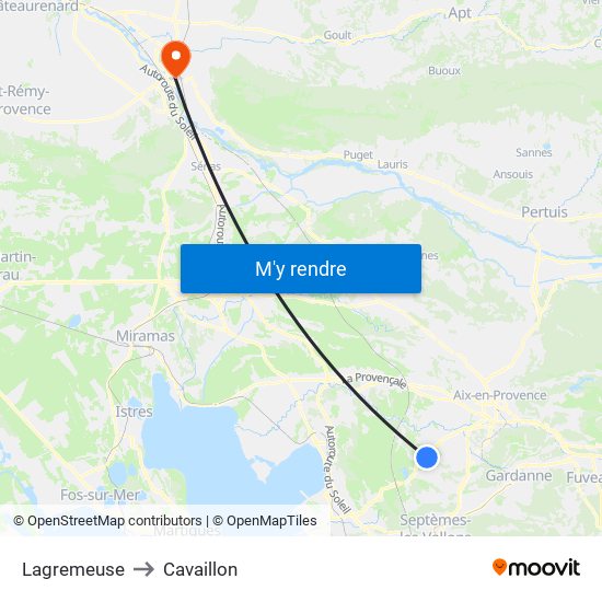 Lagremeuse to Cavaillon map