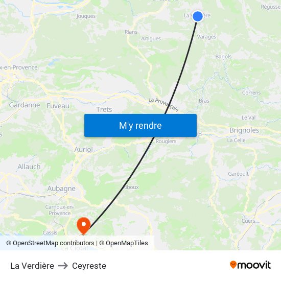La Verdière to Ceyreste map
