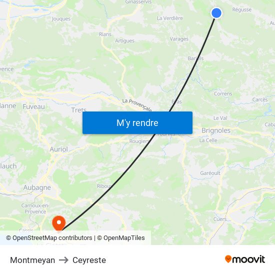 Montmeyan to Ceyreste map