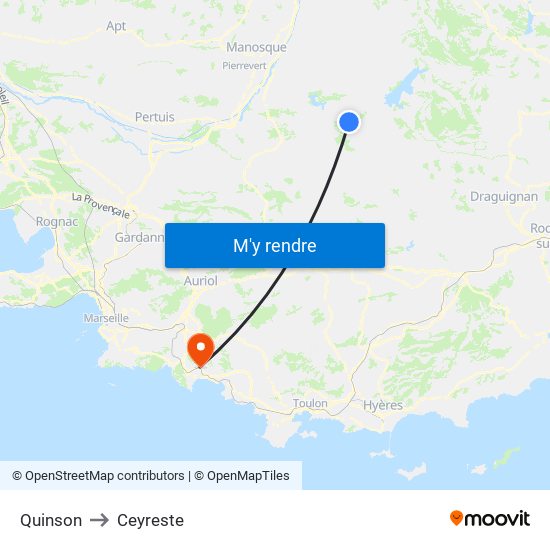 Quinson to Ceyreste map