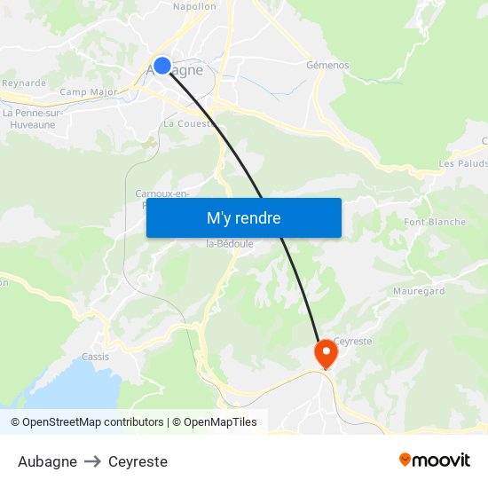 Aubagne to Ceyreste map