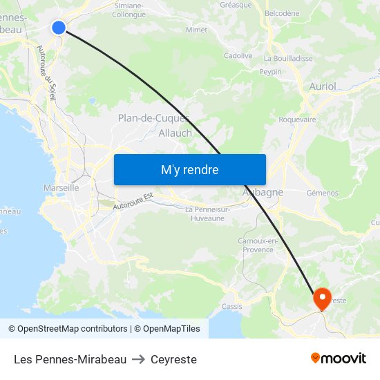 Les Pennes-Mirabeau to Ceyreste map