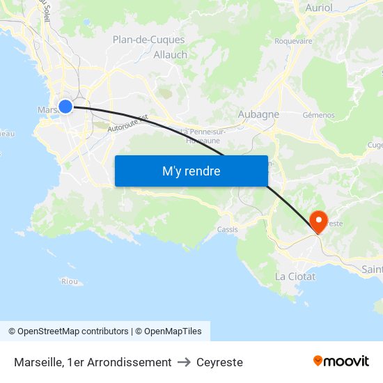 Marseille, 1er Arrondissement to Ceyreste map