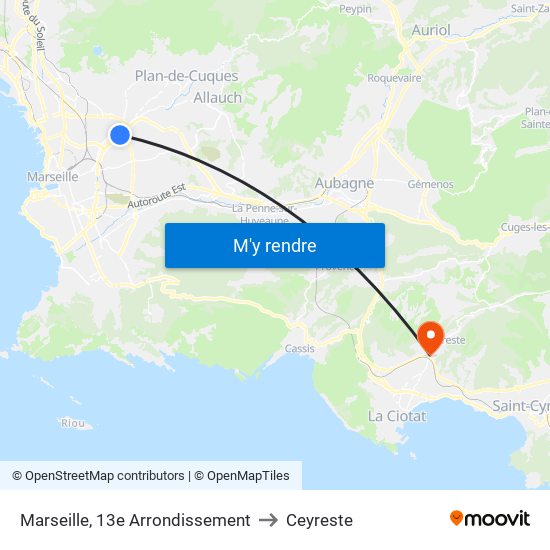 Marseille, 13e Arrondissement to Ceyreste map