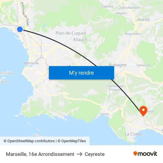 Marseille, 16e Arrondissement to Ceyreste map