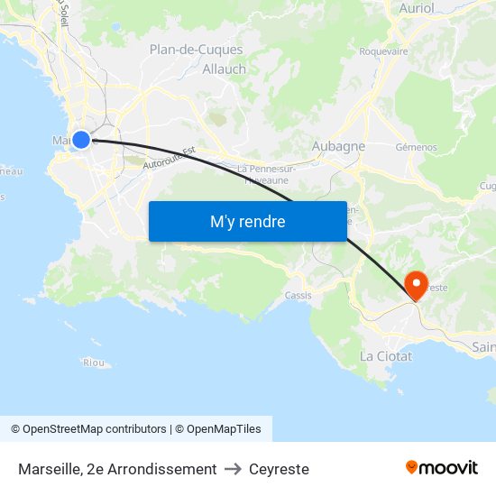 Marseille, 2e Arrondissement to Ceyreste map