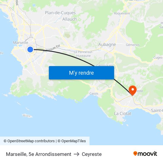 Marseille, 5e Arrondissement to Ceyreste map