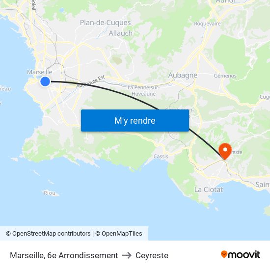 Marseille, 6e Arrondissement to Ceyreste map