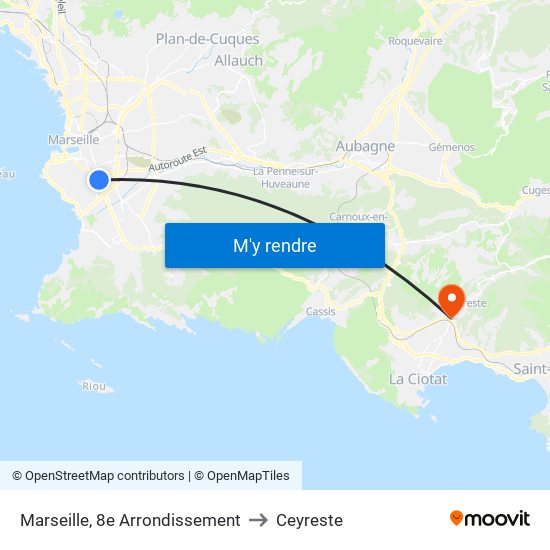 Marseille, 8e Arrondissement to Ceyreste map