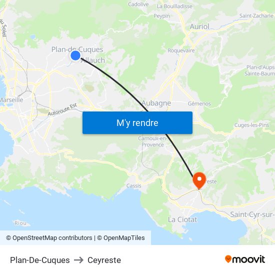 Plan-De-Cuques to Ceyreste map