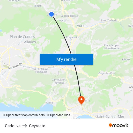 Cadolive to Ceyreste map
