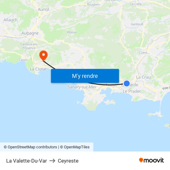 La Valette-Du-Var to Ceyreste map