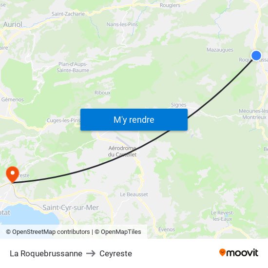 La Roquebrussanne to Ceyreste map