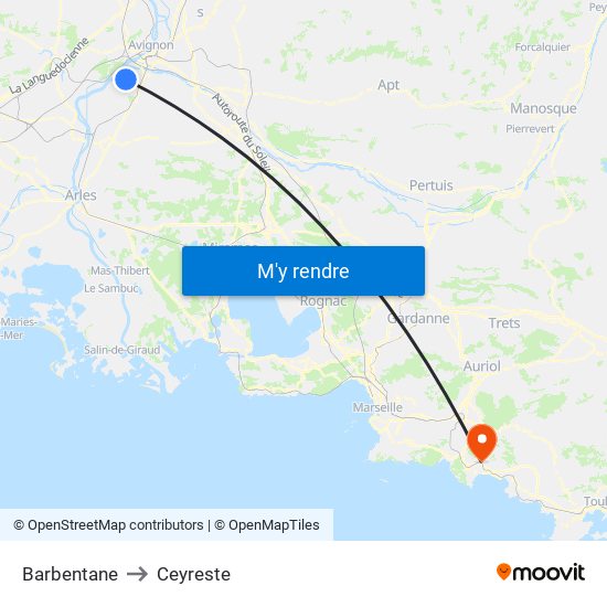 Barbentane to Ceyreste map