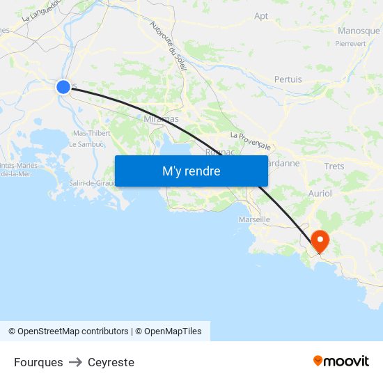 Fourques to Ceyreste map