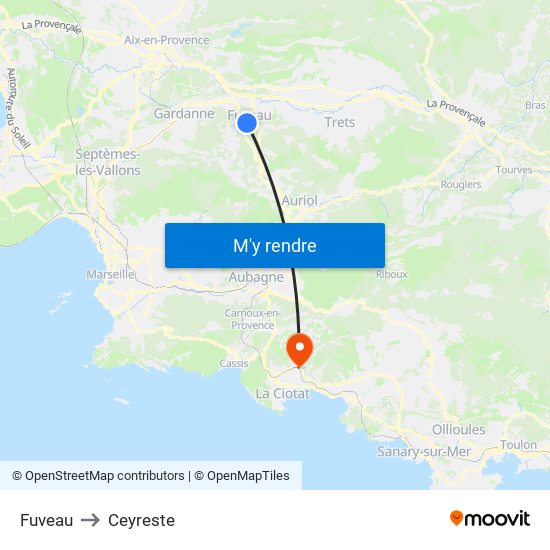Fuveau to Ceyreste map