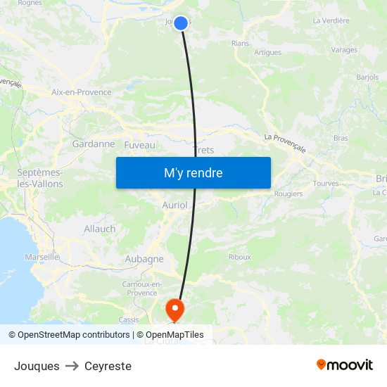Jouques to Ceyreste map