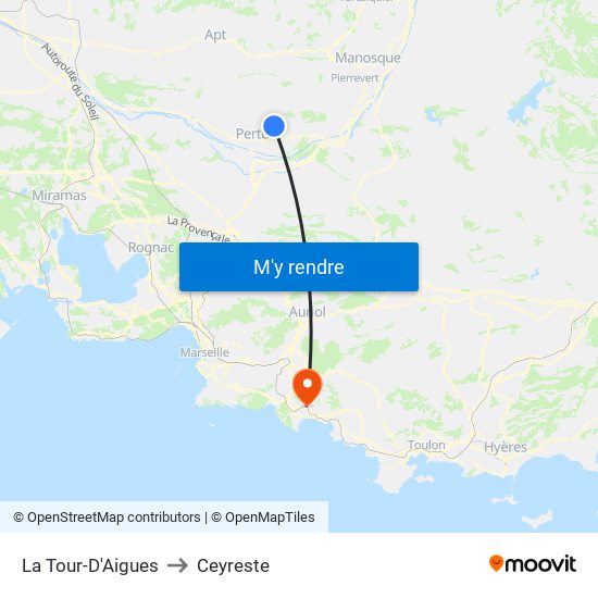 La Tour-D'Aigues to Ceyreste map