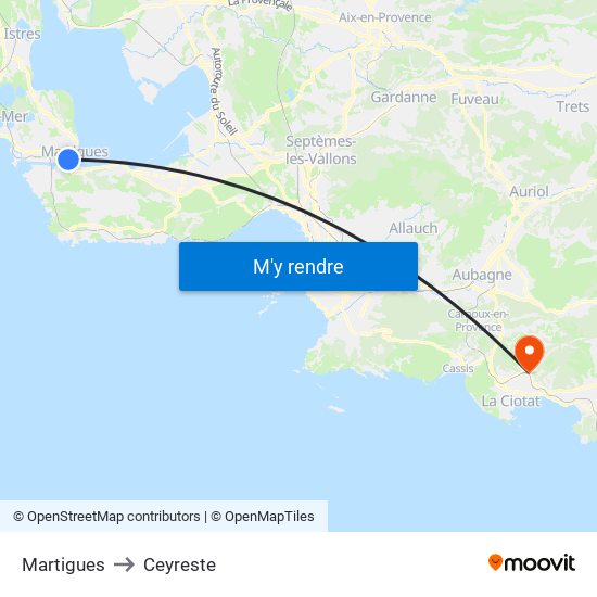 Martigues to Ceyreste map