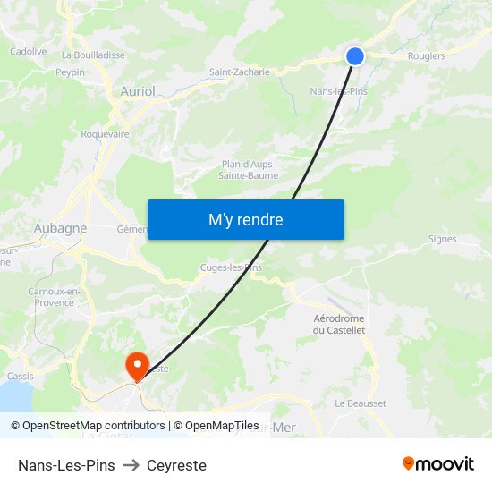 Nans-Les-Pins to Ceyreste map