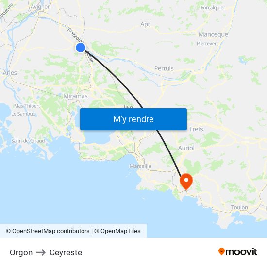 Orgon to Ceyreste map