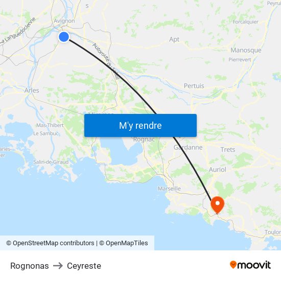 Rognonas to Ceyreste map