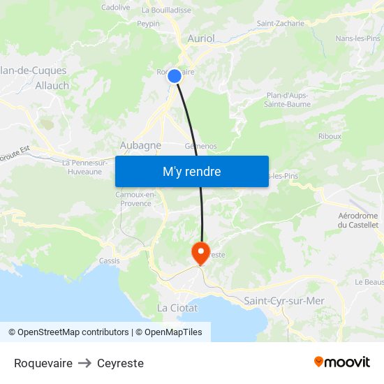 Roquevaire to Ceyreste map