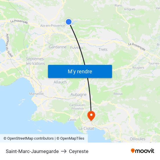 Saint-Marc-Jaumegarde to Ceyreste map