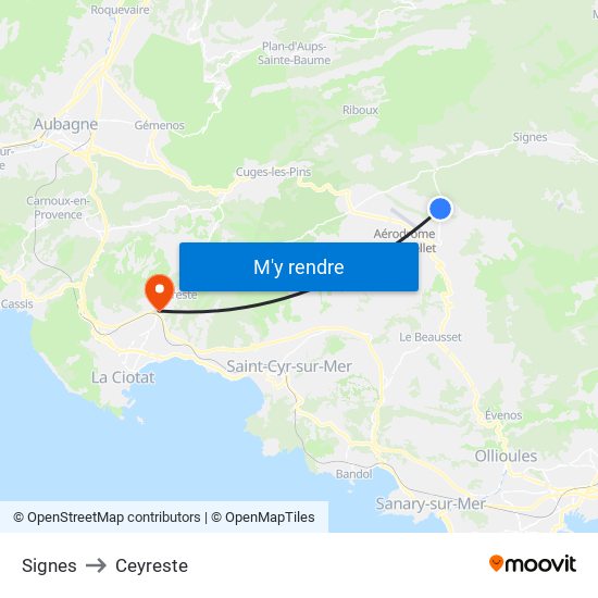 Signes to Ceyreste map