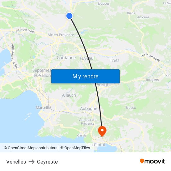 Venelles to Ceyreste map