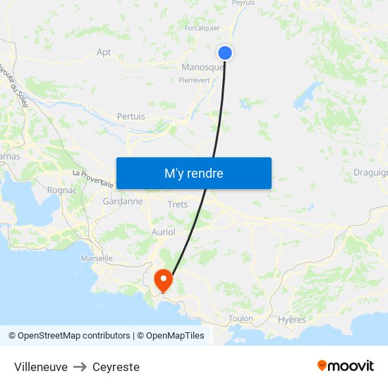 Villeneuve to Ceyreste map