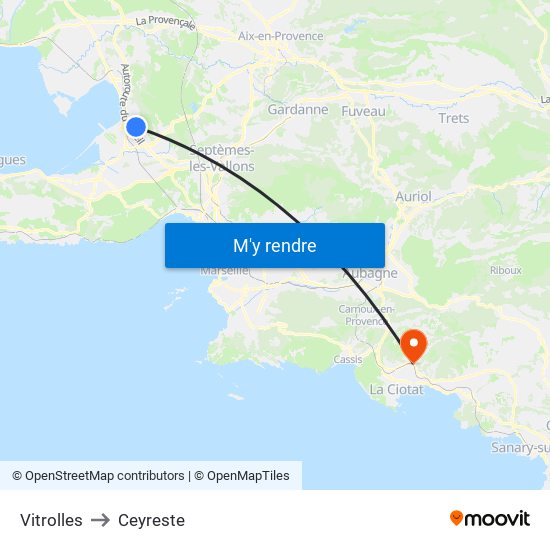 Vitrolles to Ceyreste map