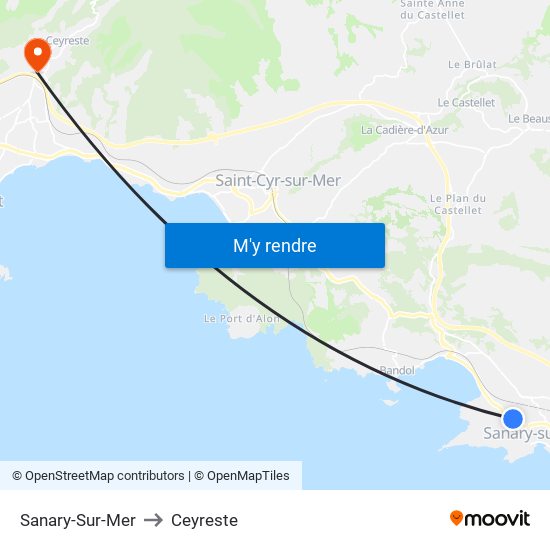 Sanary-Sur-Mer to Ceyreste map