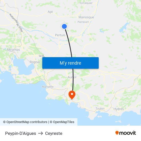 Peypin-D'Aigues to Ceyreste map