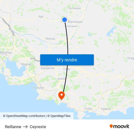 Reillanne to Ceyreste map