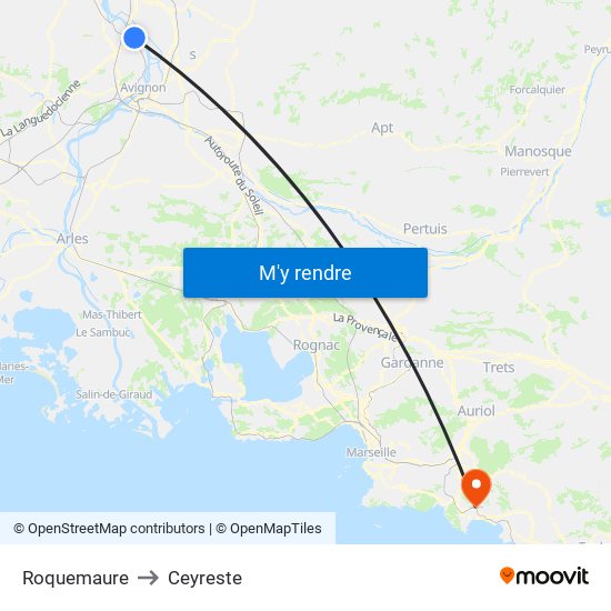 Roquemaure to Ceyreste map