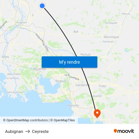 Aubignan to Ceyreste map