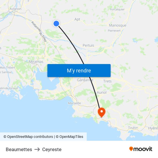 Beaumettes to Ceyreste map