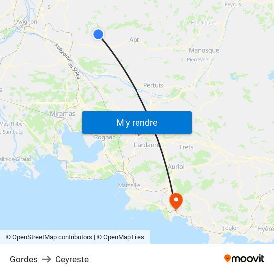 Gordes to Ceyreste map