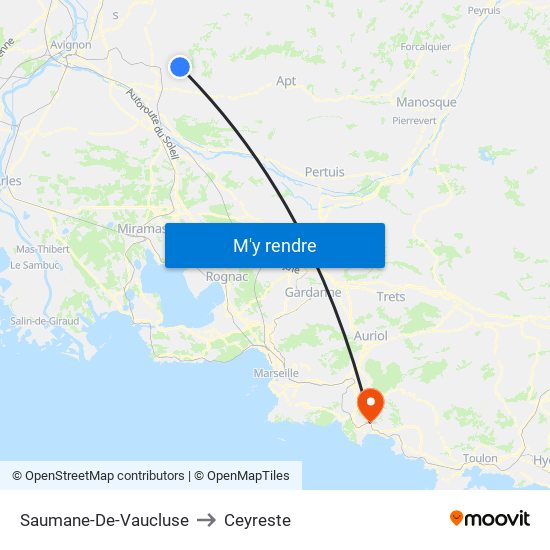 Saumane-De-Vaucluse to Ceyreste map