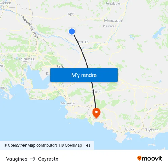 Vaugines to Ceyreste map