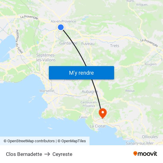 Clos Bernadette to Ceyreste map